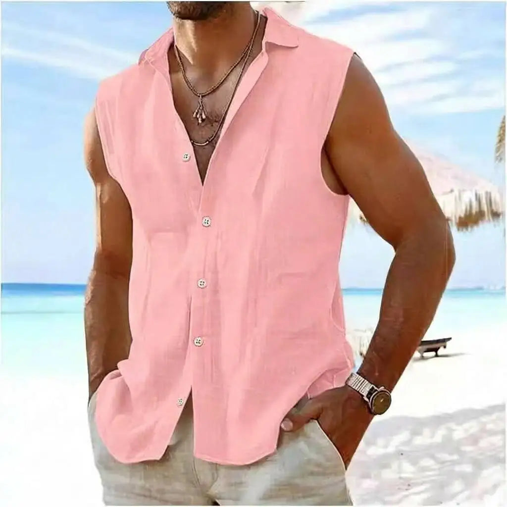 Men's Linen Sleeveless Vest