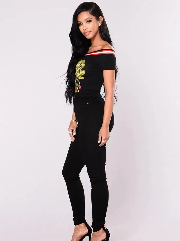 Side view of light wash jeans, perfect for casual chic or polished looks.