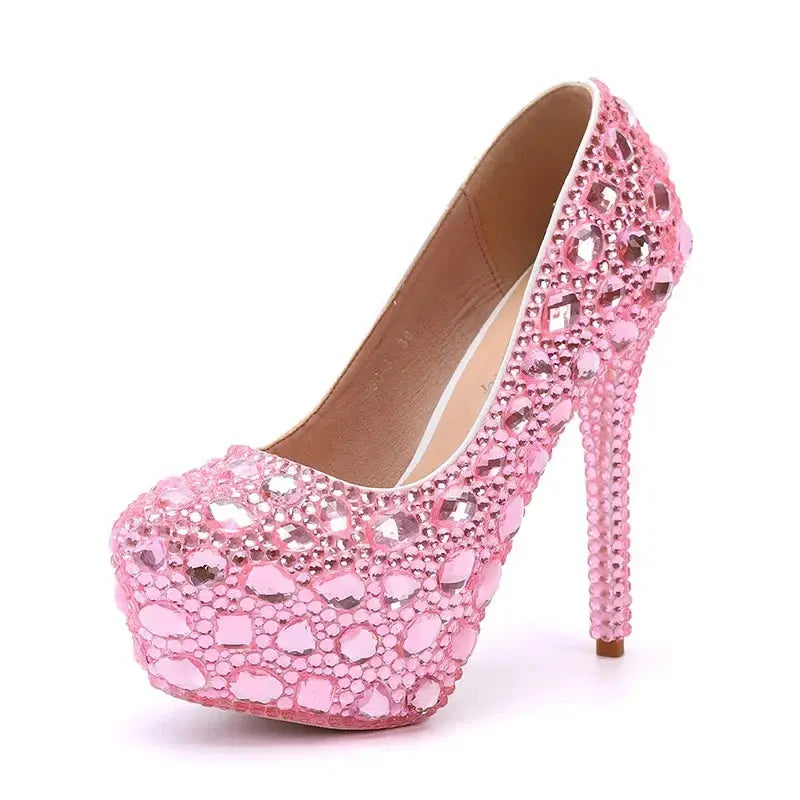 Top-down view of Midnight Twinkle pumps emphasizing round toe design.