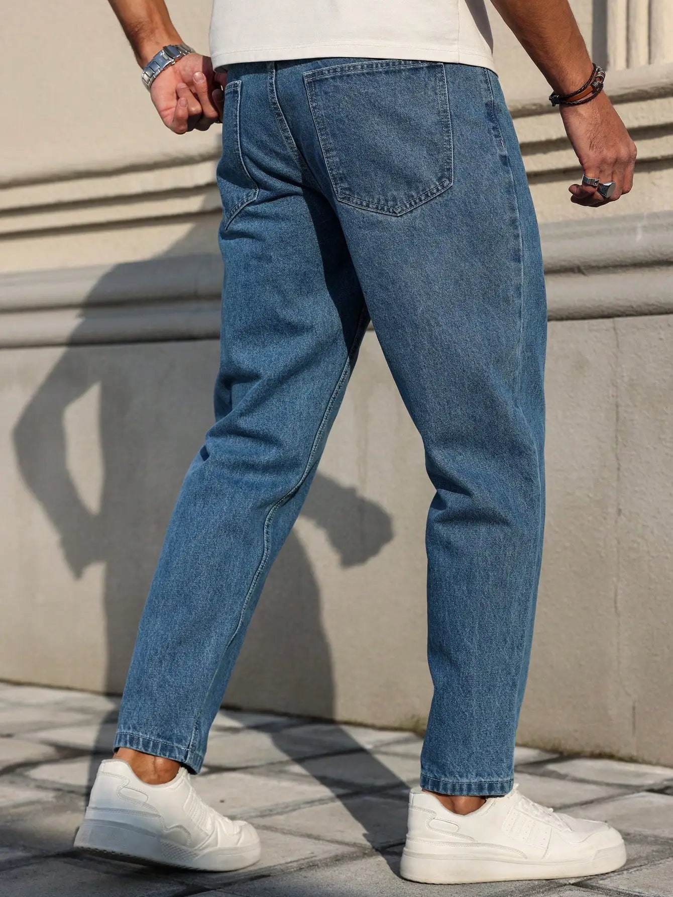 Versatile blue denim jeans suitable for both casual and smart looks.