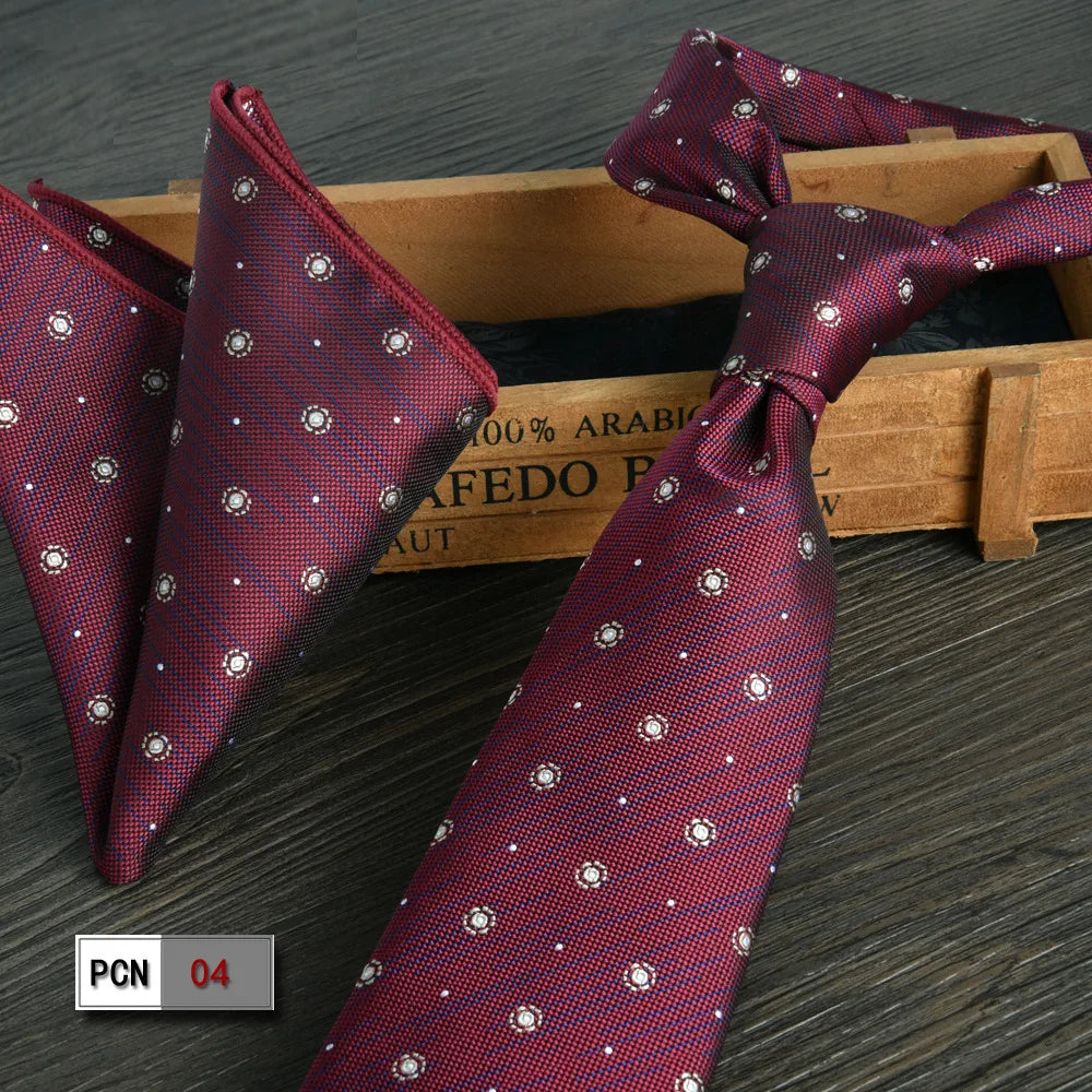 Wine-red silk tie with a steadfast knot for formal wear.