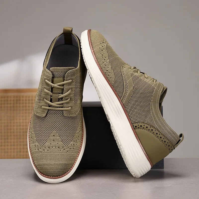 Lightweight men's mesh sneakers with striped pattern and cushioned sole for all-day comfort