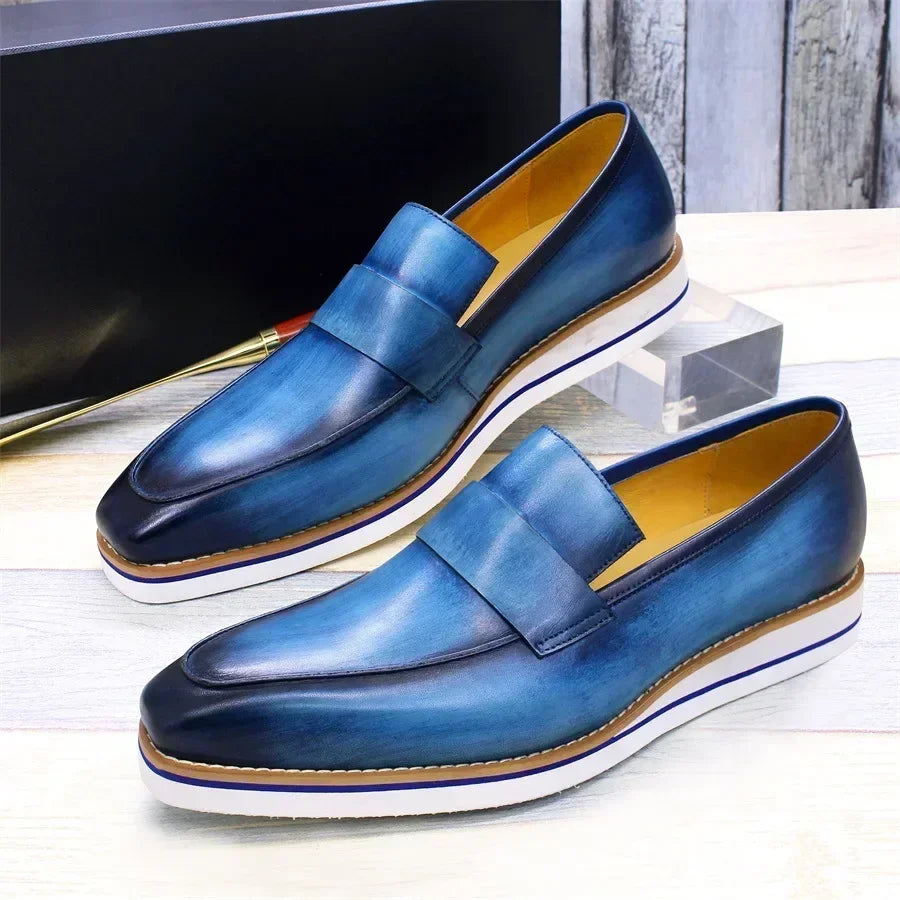 Classic black slip-on loafers handcrafted from genuine leather for modern business professionals