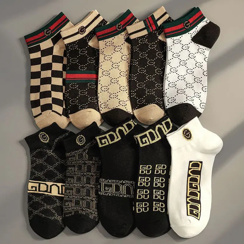 Whisper-Soft Socks in a subtle plaid pattern, crafted from polyester-elastane blend for ultimate comfort.