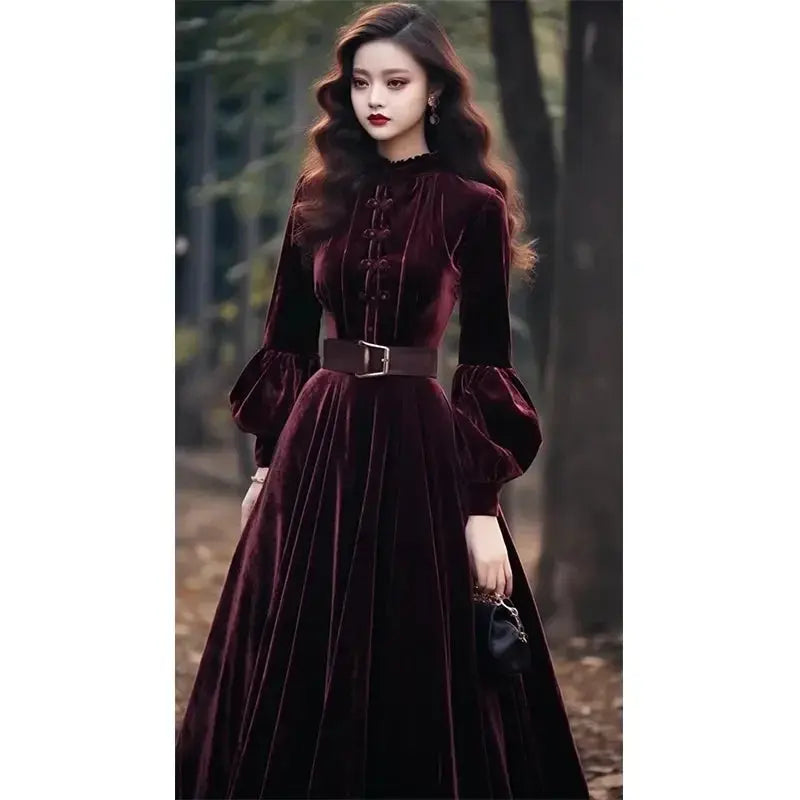 Back view of the Midnight Whispers Velvet Dress, showcasing its elegant design and comfortable fit.