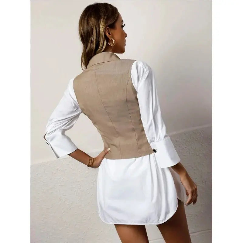 Side angle of the vest, demonstrating its lightweight construction and versatility.