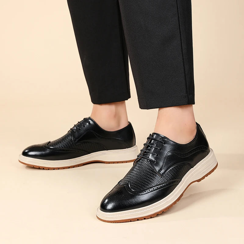 Premium PU upper derby shoes with clean lines and polished finish