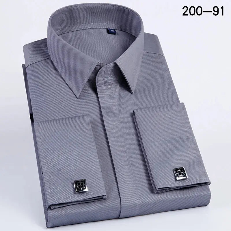 Close-up of the concealed buttons enhancing the shirt's look.