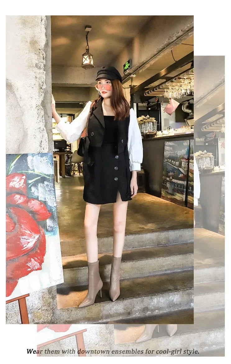 Comfortable stiletto boots with PU cushioned insole and cotton lining