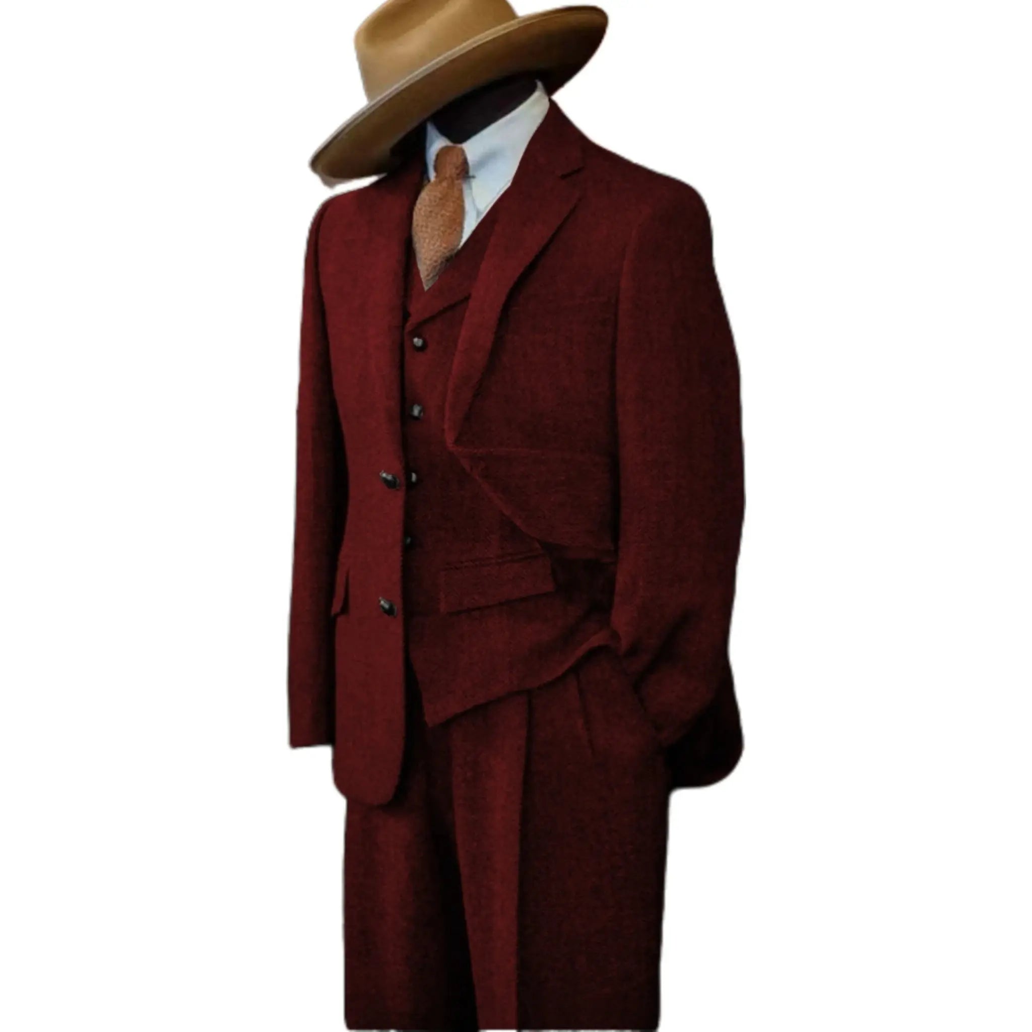 Close-up of suit lapel and buttons, showcasing luxury craftsmanship.