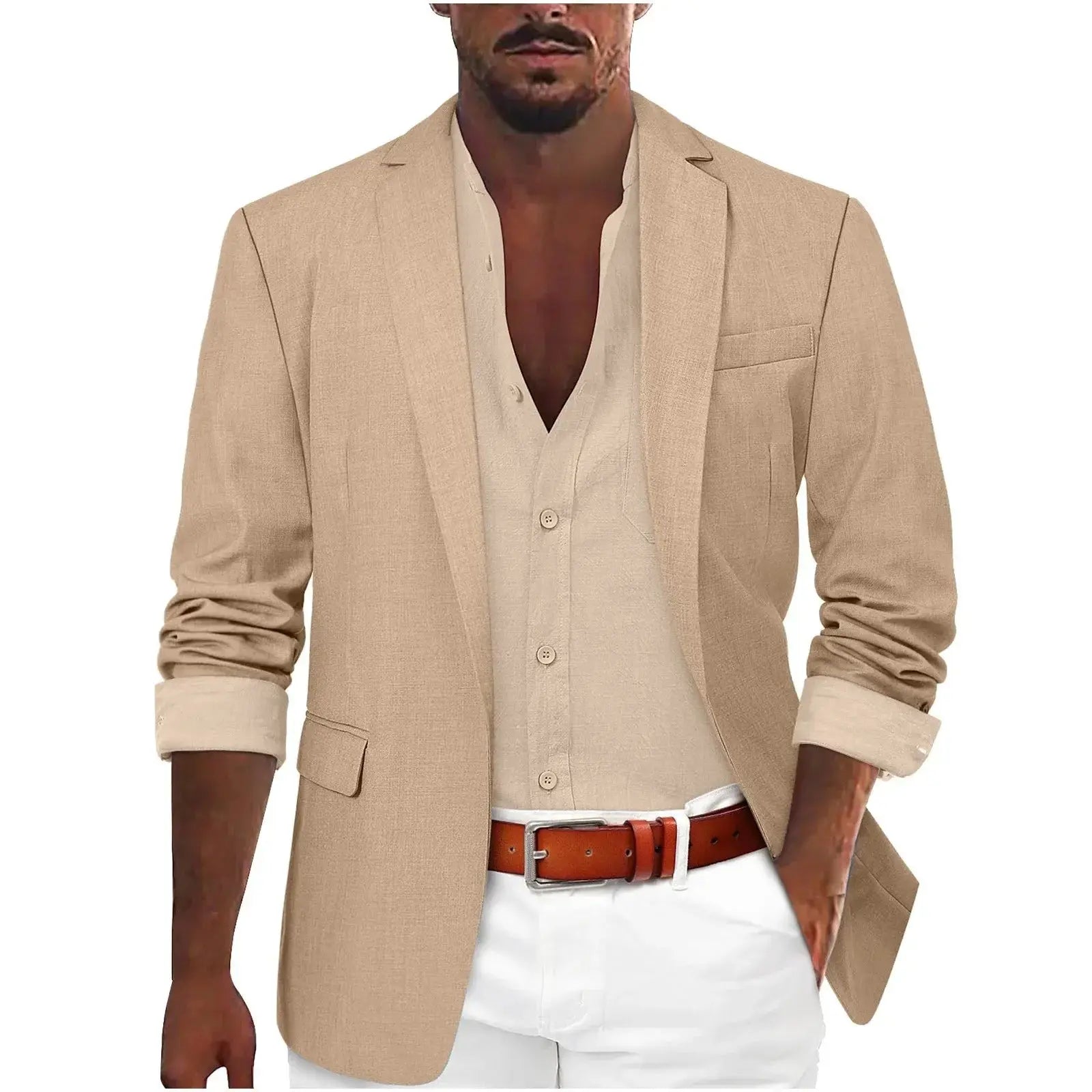 Versatile tailored blazer suitable for both business and casual settings.