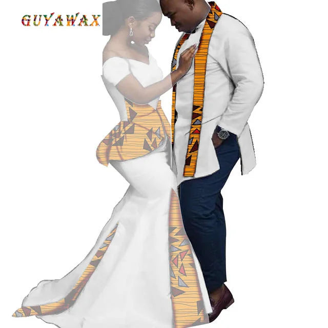 Dashiki Couple African Matching Outfits – Ankara Party Dress & Men's Top