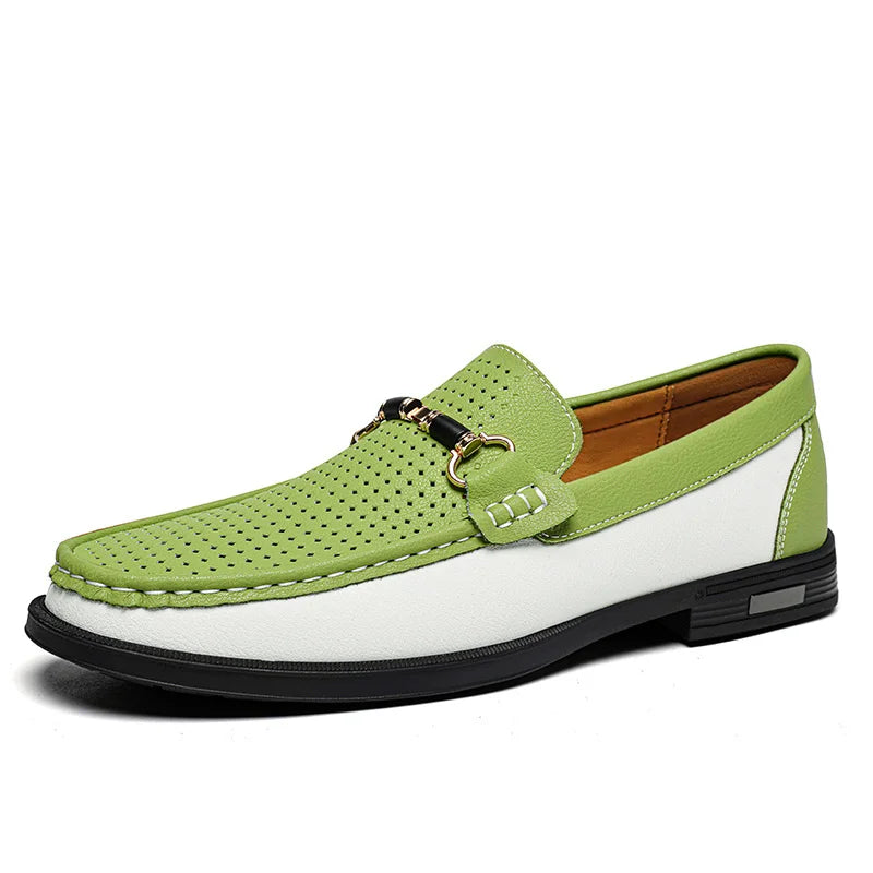 Men's travel-friendly slip-on loafers in genuine leather for easy on-off