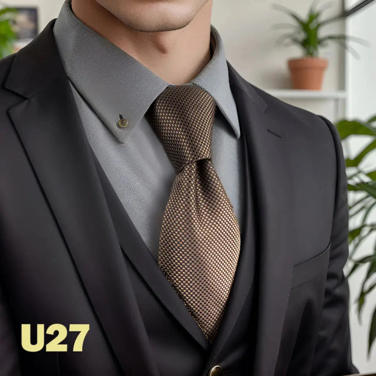 Luxurious silk-like tie in charcoal, wrinkle-resistant for lasting elegance.
