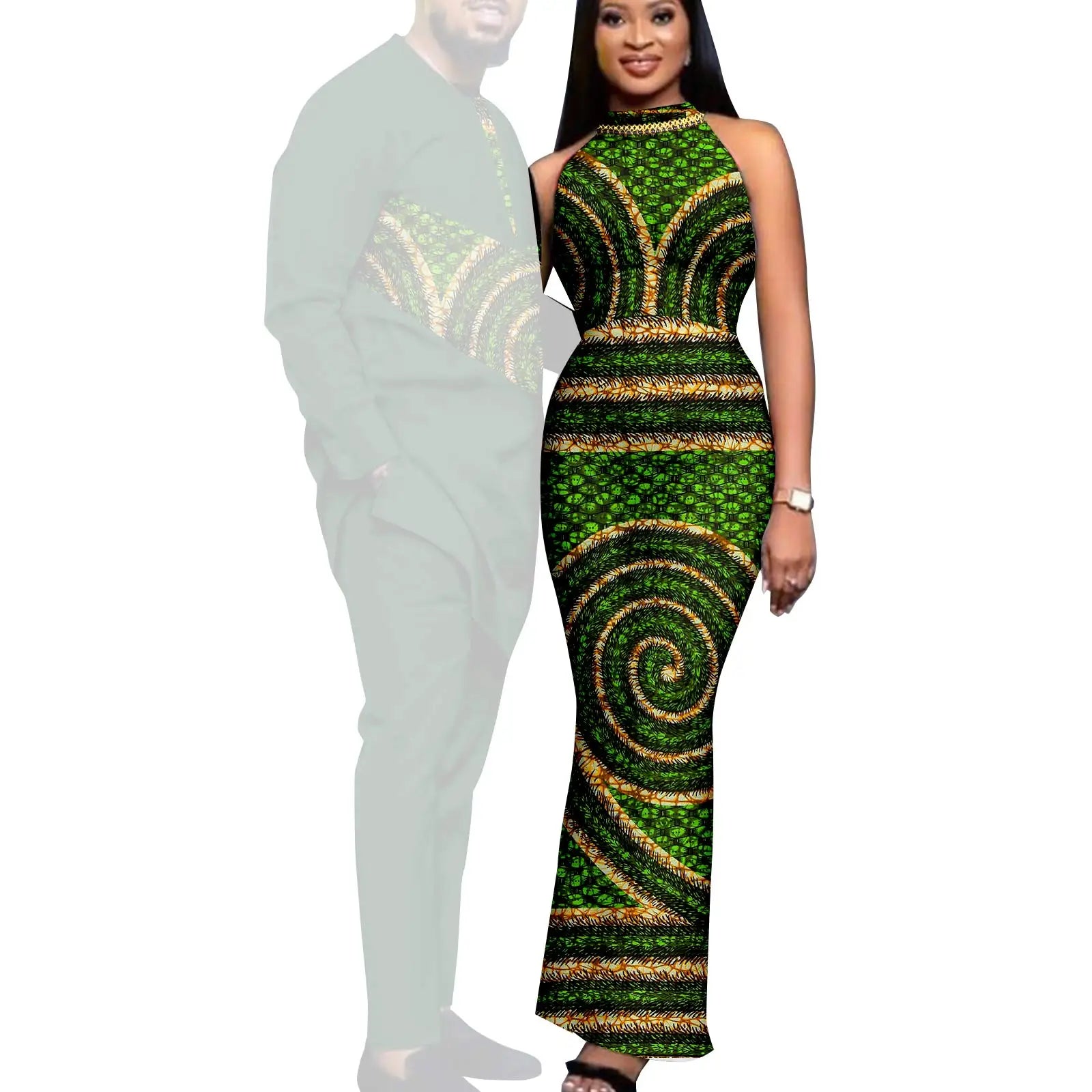 African Print Dresses for Women Couple Matching Clothing for Wedding Men Outfits Dashiki Top and Pants Sets Bazin Riche Y23C030