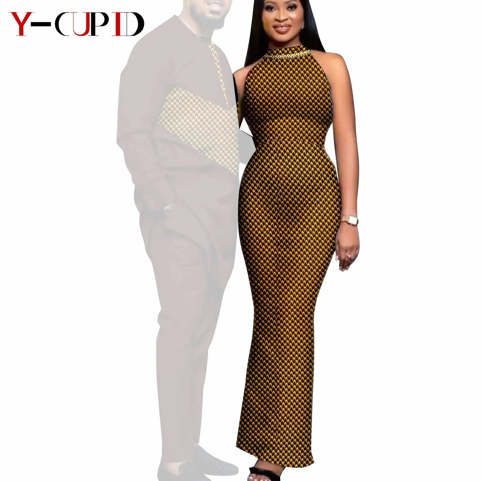 African Print Dresses for Women Couple Matching Clothing for Wedding Men Outfits Dashiki Top and Pants Sets Bazin Riche Y23C030