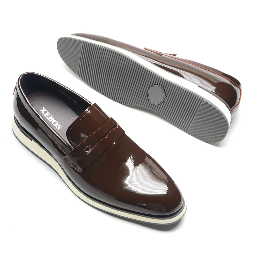 Professional slip-on shoes with lustrous patent leather shine
