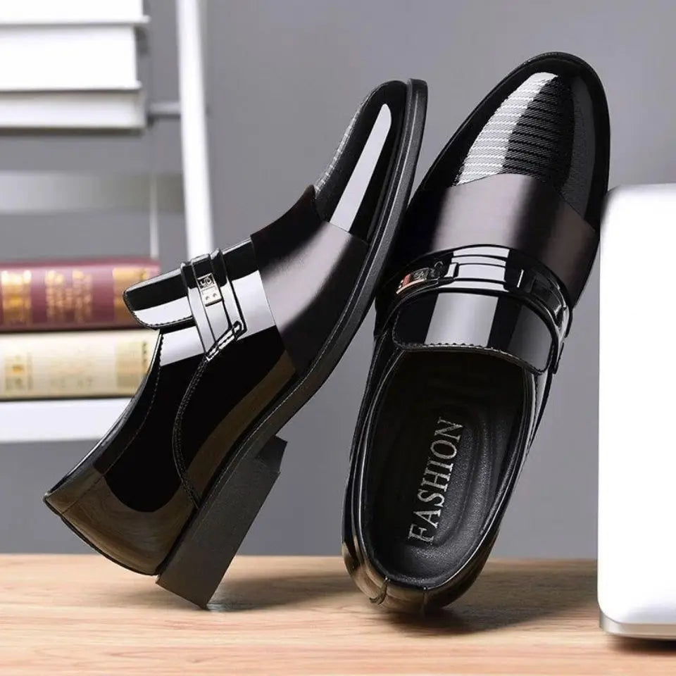 Versatile black leather shoes transitioning from business to casual effortlessly.
