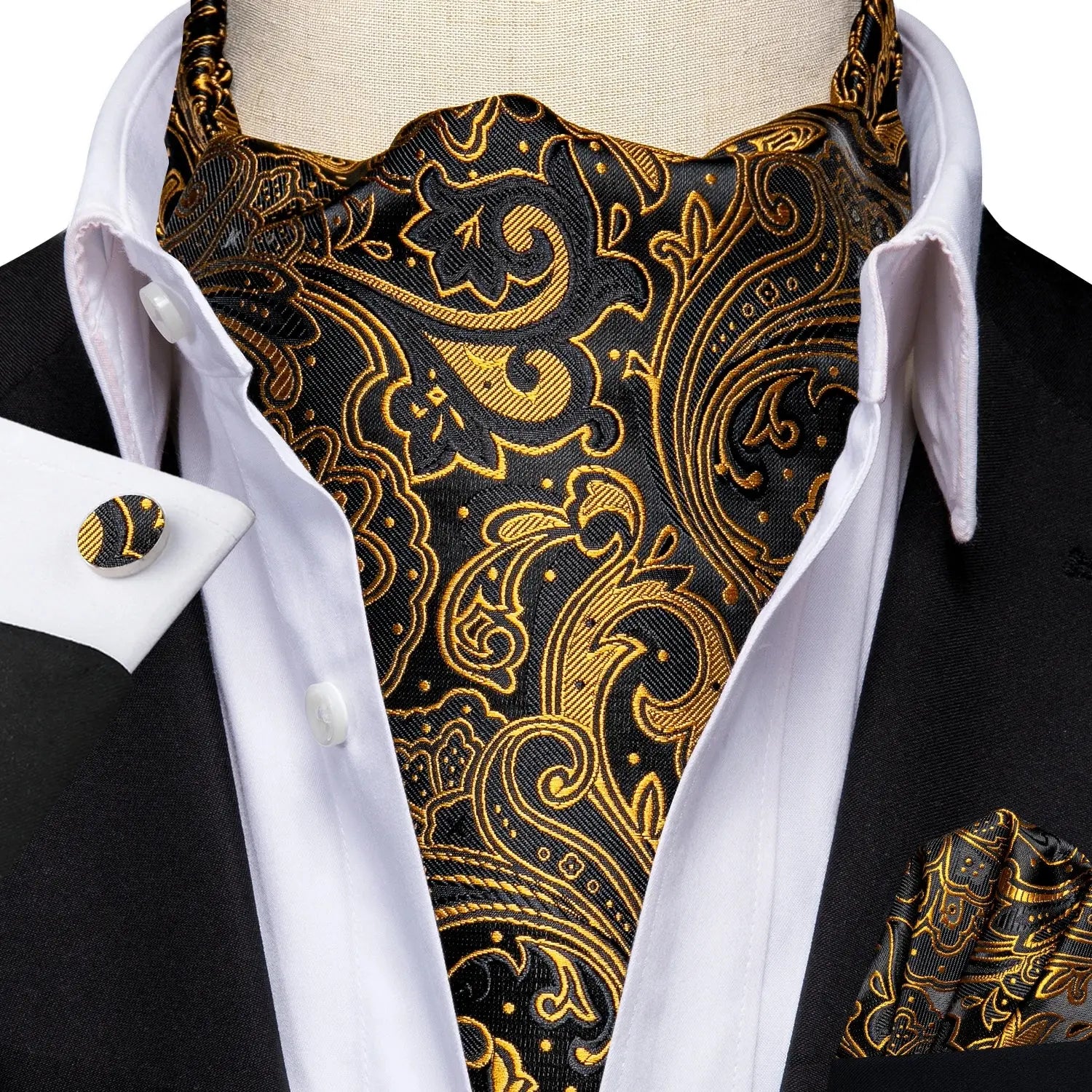 Golden Hour Ascot in luxurious silk blend, perfect for special events.