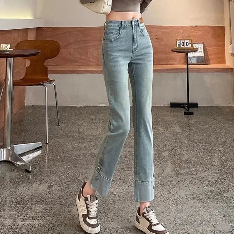 Model wearing Sunlit Mornings Denim, highlighting the chic and structured look for casual outings.