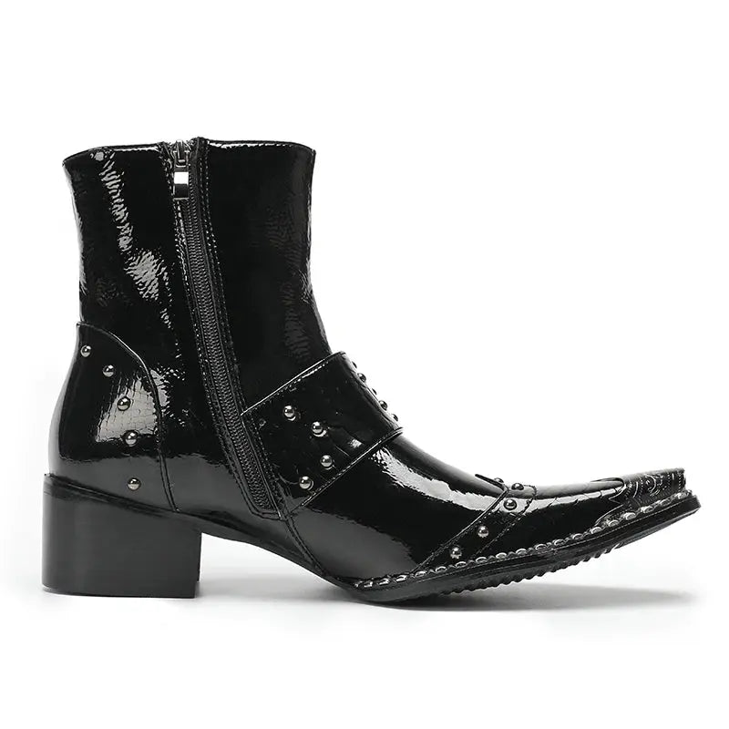 Artisan crafted leather footwear with metal buckle accents and pointed toe silhouette