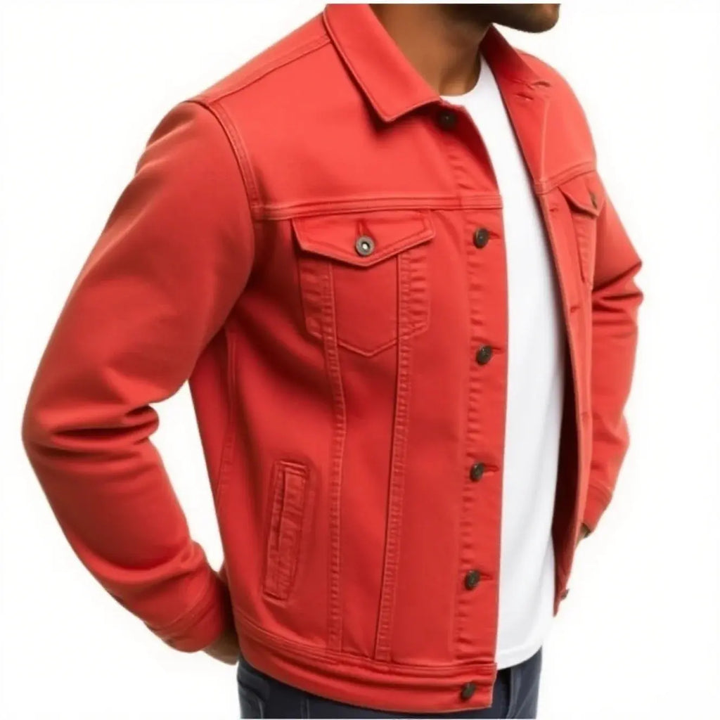Sunset Boulevard Denim Jacket in rich washed blue, showcasing a slim fit and classic craftsmanship.