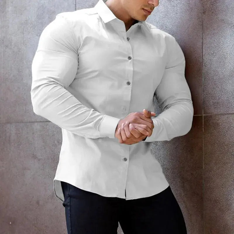 Close-up of the seamless design of the Always-Polished Shirt, showcasing high-quality, breathable material.