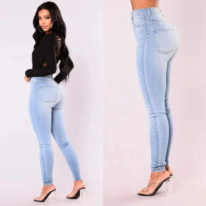 Flat lay of Contour High-Waist Jeans with accessories, showcasing versatile fashion options.
