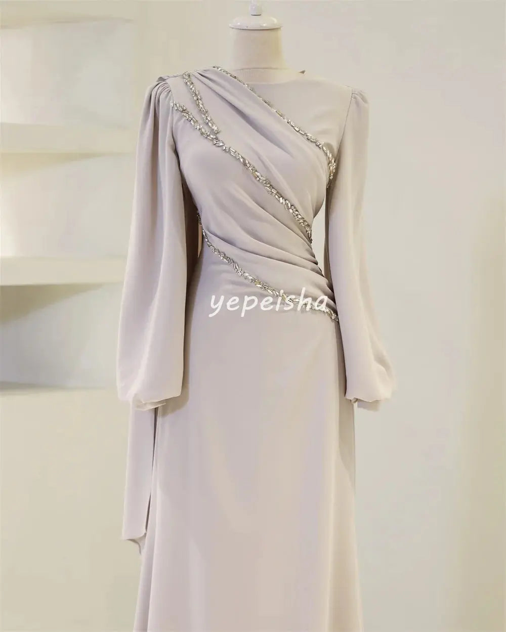 Full-length starlight gown showcasing shimmering sequins and intricate details.