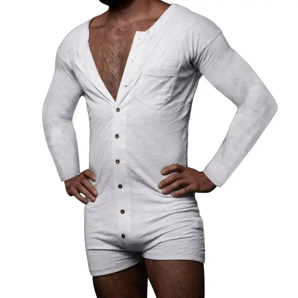 Men's modern jumpsuit in solid color, crafted from soft breathable polyester for ultimate comfort.