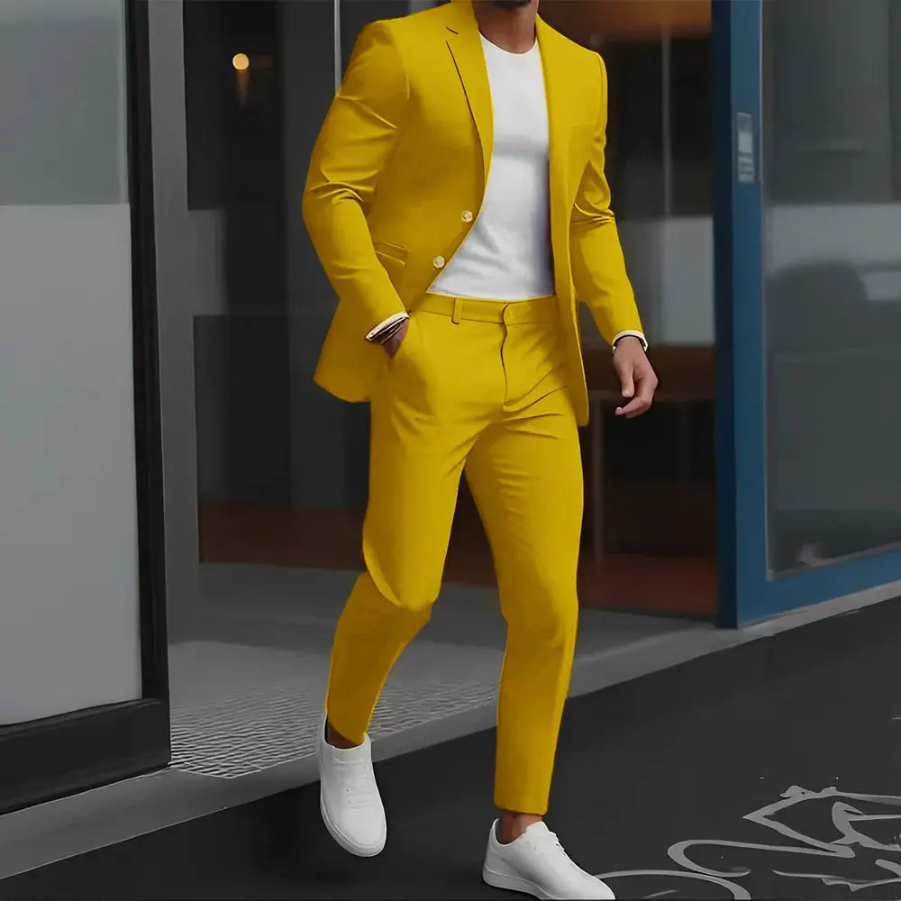 Men's wool suit displayed on a mannequin, highlighting its elegant silhouette.