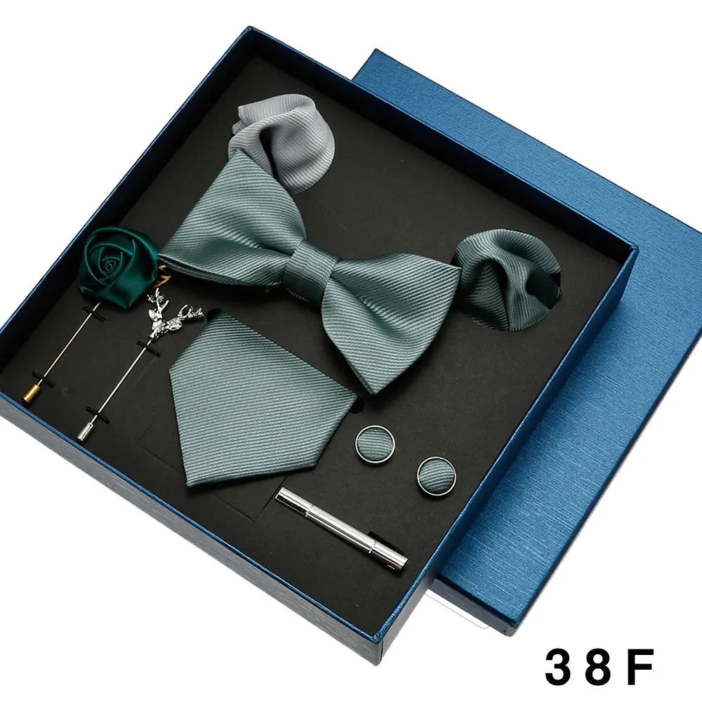 Classic formal accessory set with silk-touch tie and three coordinating pieces