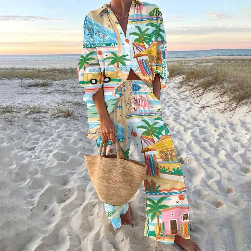Chic coastal style two-piece set, perfect for casual gatherings.