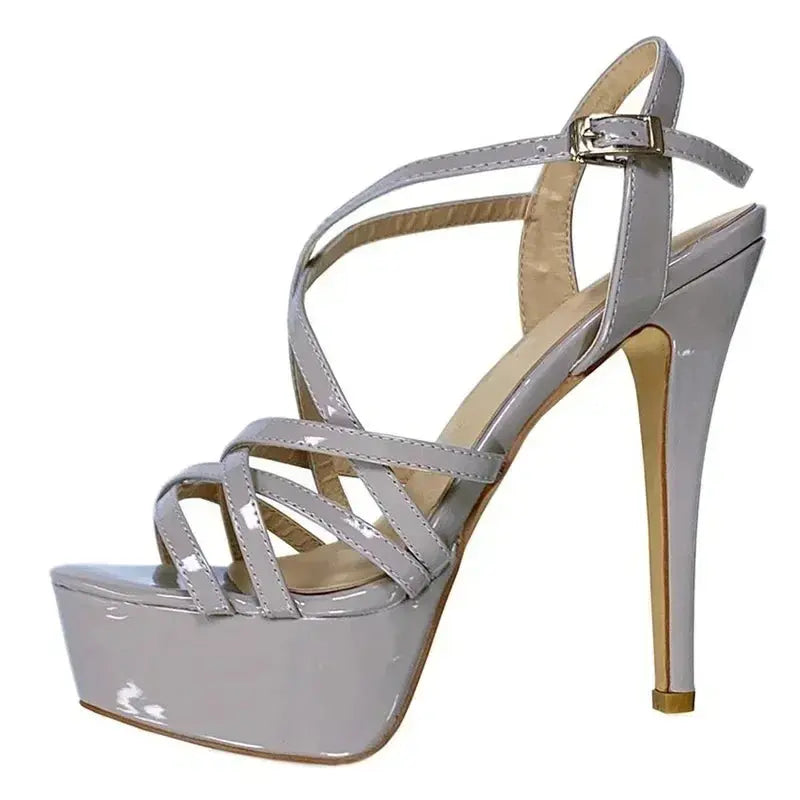 Striking platform heels with a fashionable snakeskin finish.