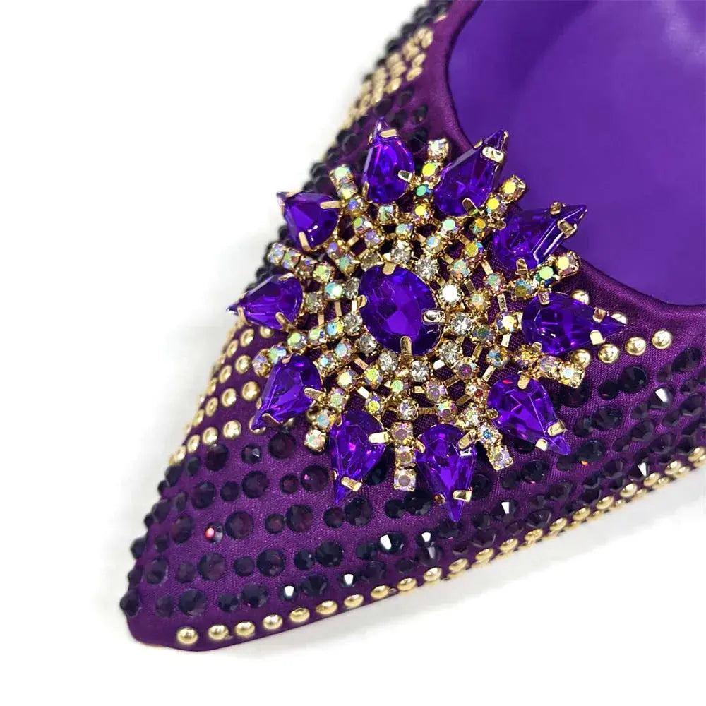 Royal purple heel and bag set, ideal for weddings and high-stakes events.