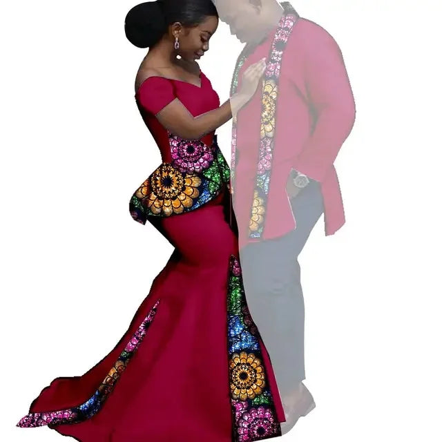 Dashiki Couple African Matching Outfits – Ankara Party Dress & Men's Top