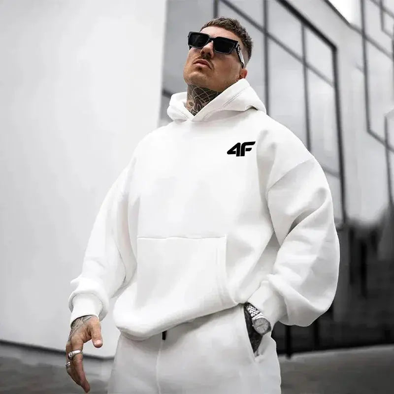 Model wearing Urban Comfort Hoodie, demonstrating its versatile design for casual and outdoor activities.