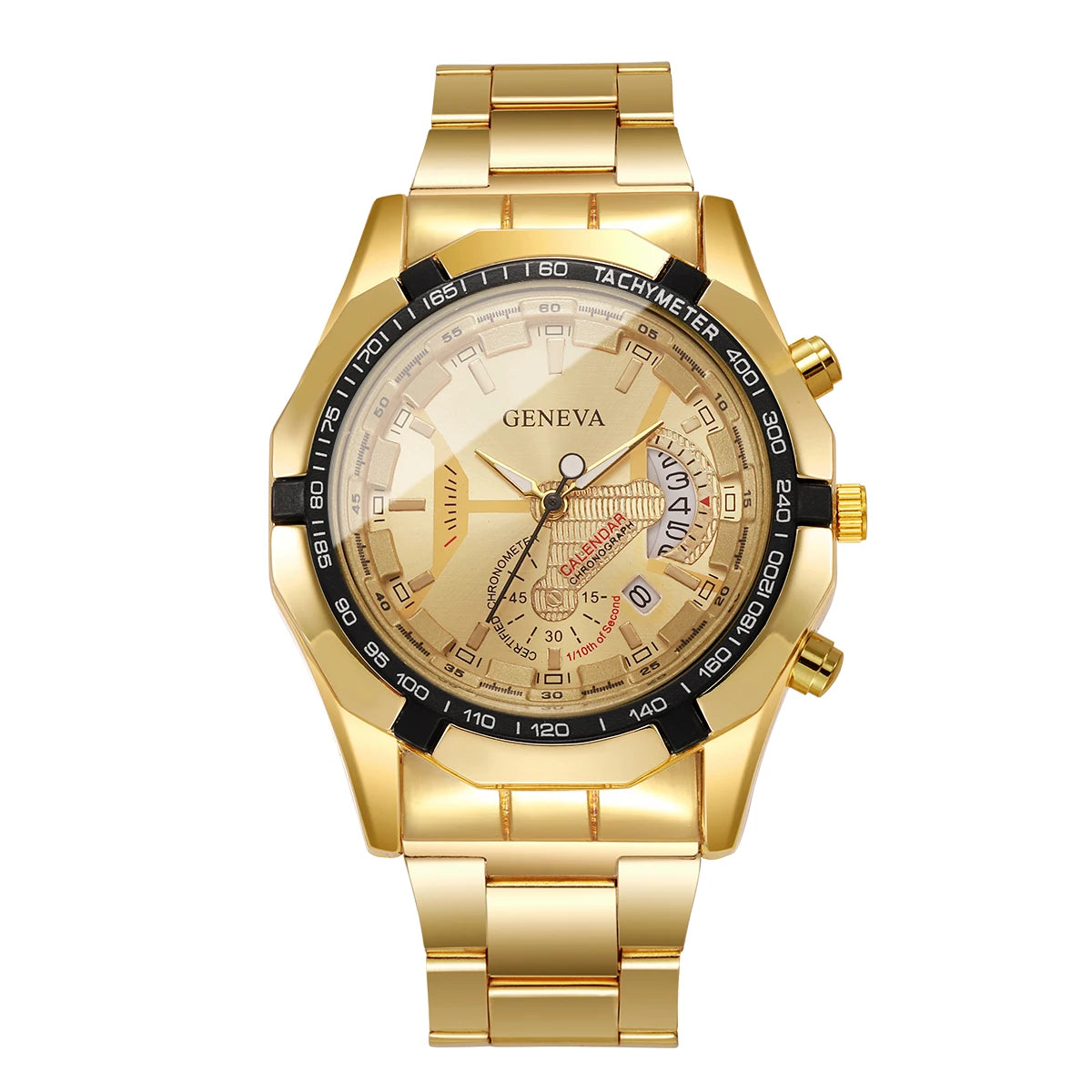 Durable men's watch featuring a secure folding clasp with safety lock.