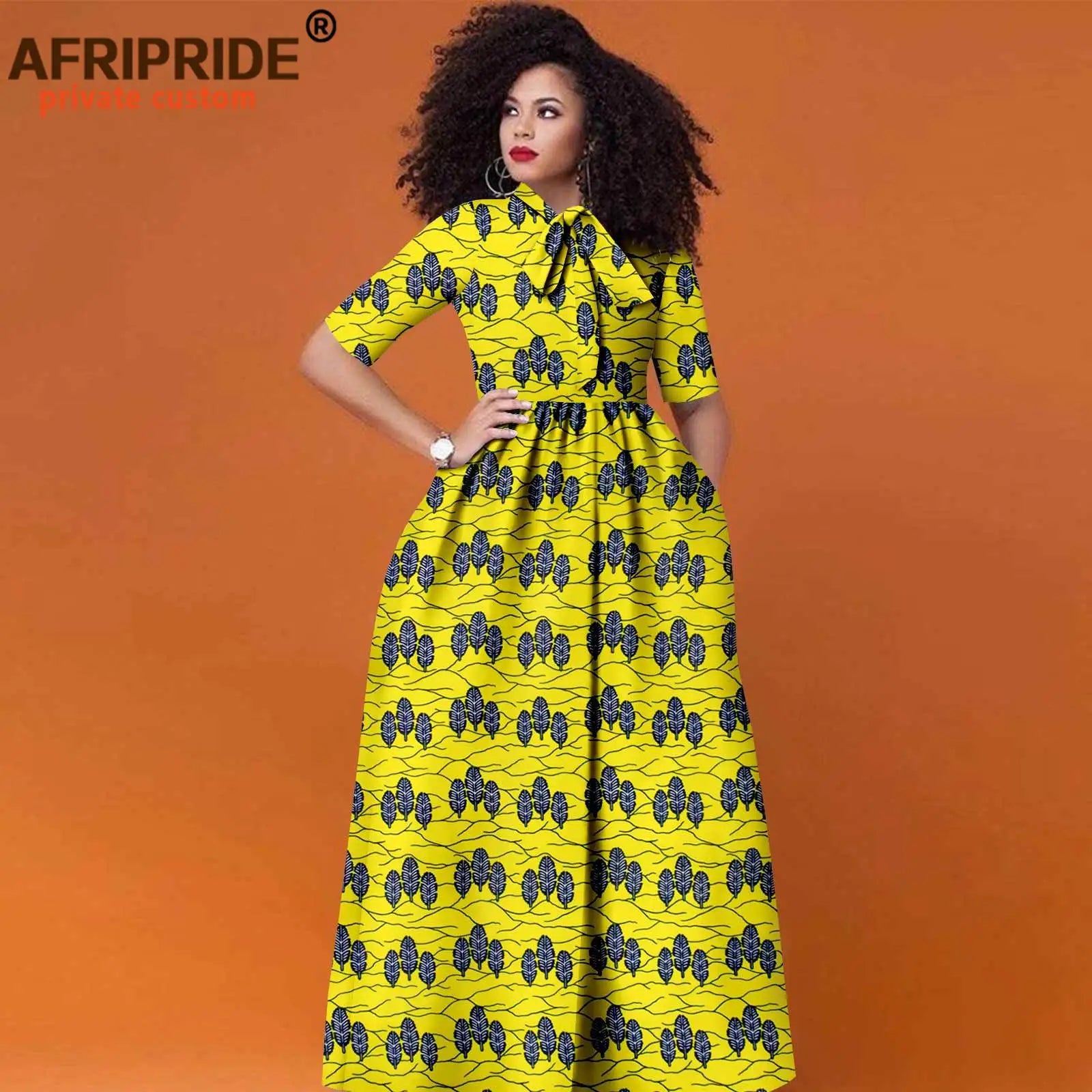 African Women's Ankara Half Sleeve High Waist Maxi Dress