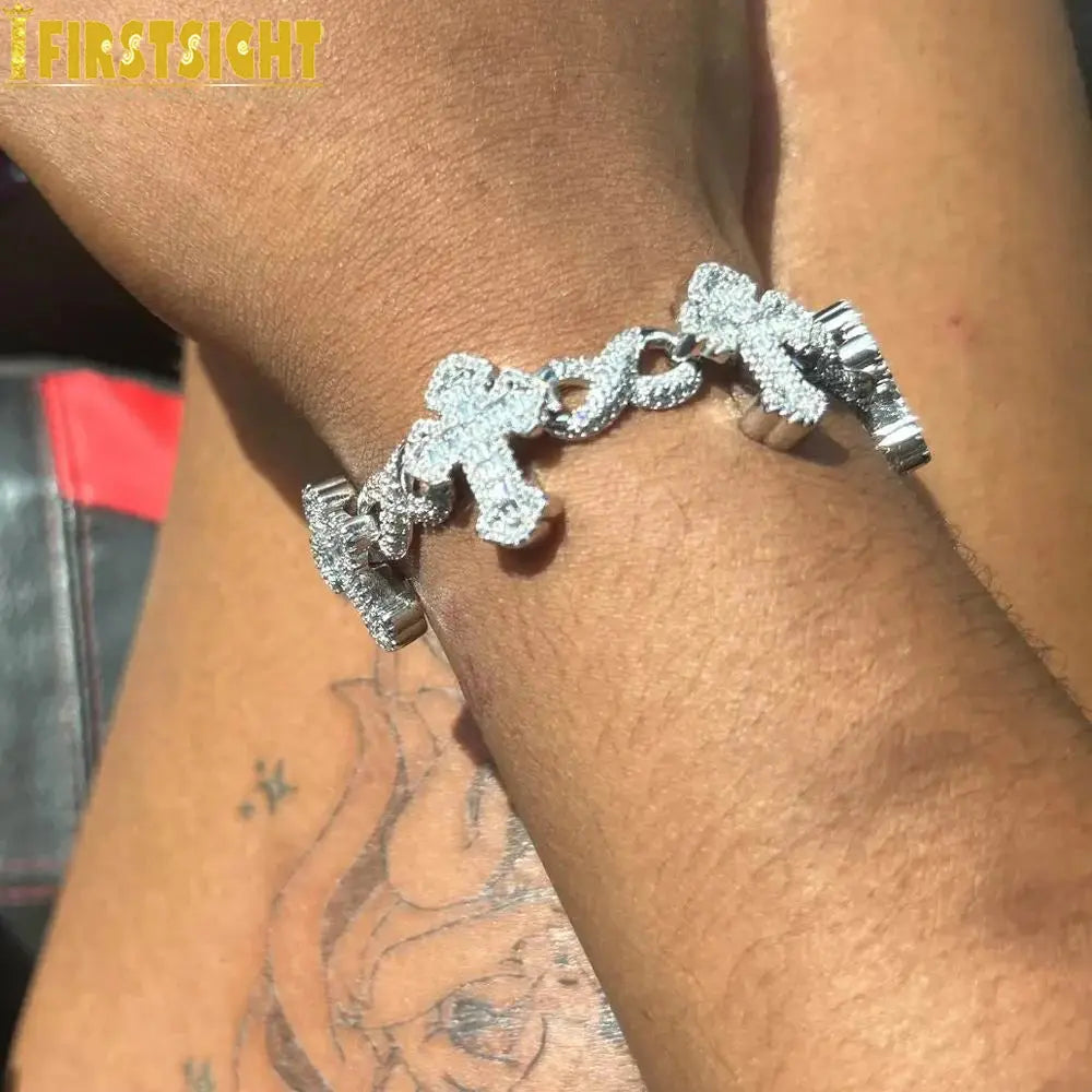 Versatile Cross Infinity Charm Bracelet perfect for casual or gala events.