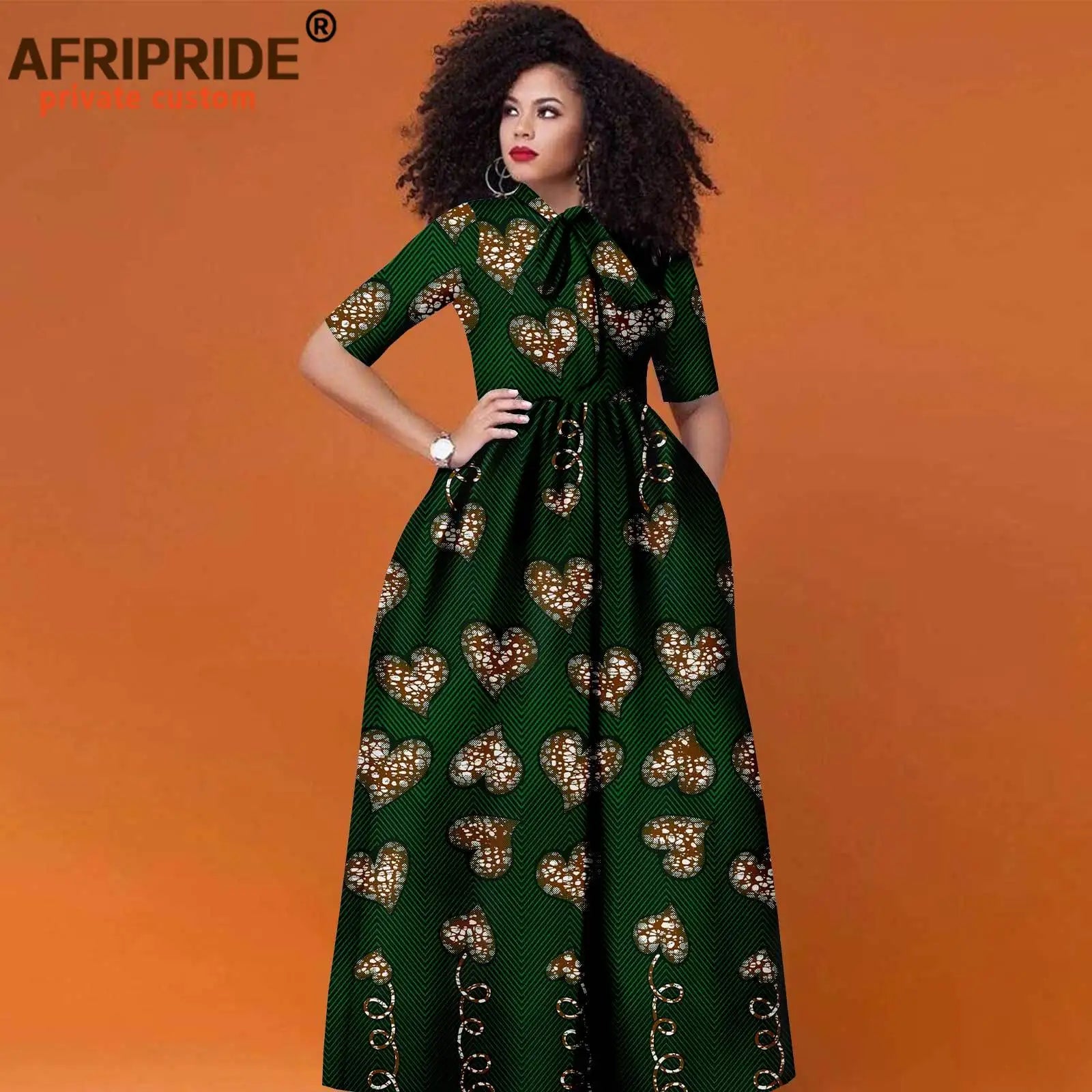 African Women's Ankara Half Sleeve High Waist Maxi Dress