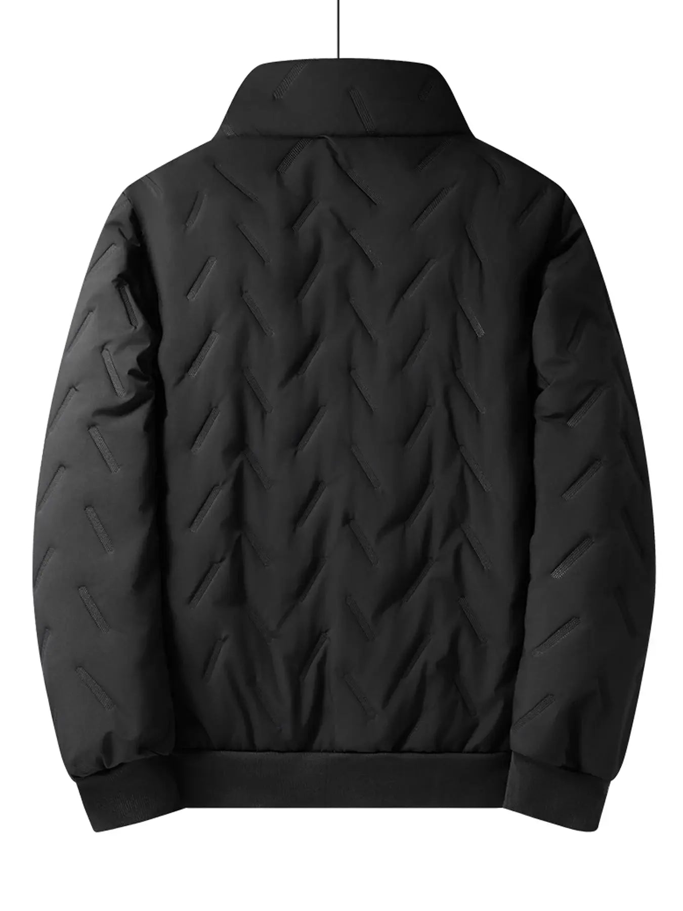 Close-up of the Chill-Defying Jacket showcasing its thick, insulative material for ultimate warmth.