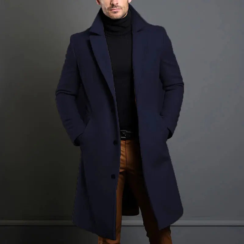 Full view of the stylish men's outerwear, perfect for business attire and formal occasions.