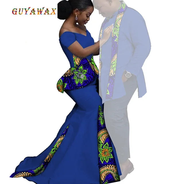 Dashiki Couple African Matching Outfits – Ankara Party Dress & Men's Top