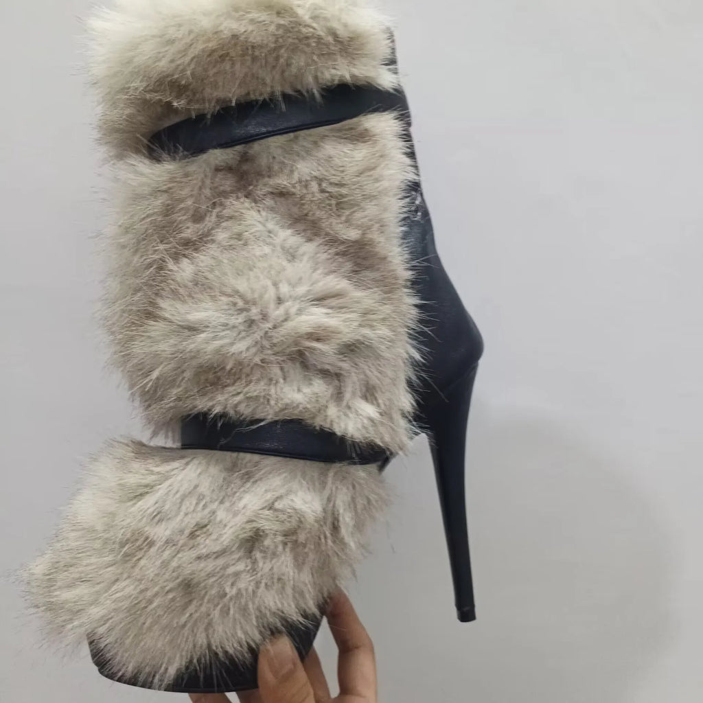 Midnight Whisper Ankle Boots on a model, highlighting their elegance for evening wear.