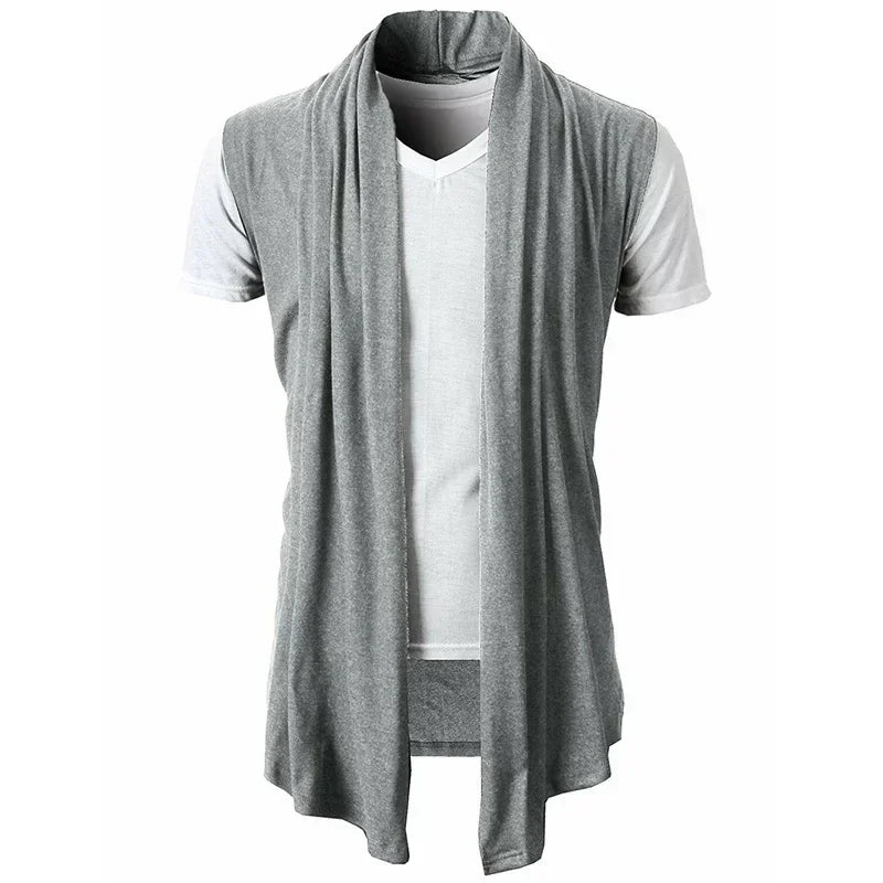 Flat lay of the sleeveless knit vest in charcoal gray, highlighting its fashion essential status.