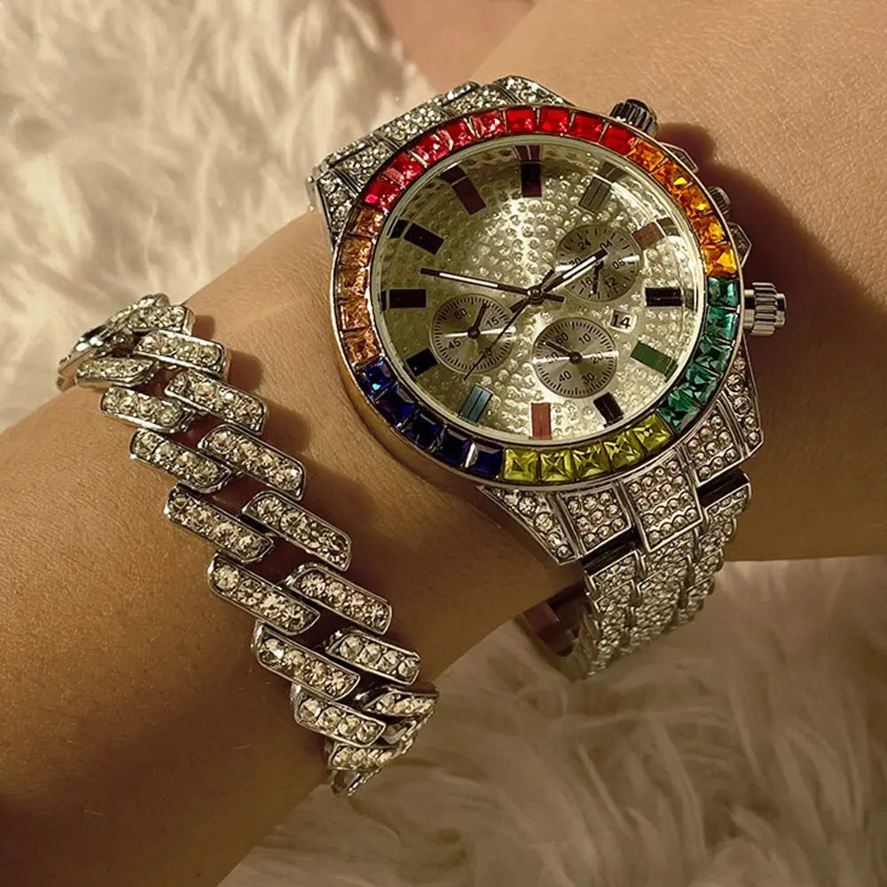 Close-up of the dazzling bracelet featuring crystal rhinestones and robust zinc alloy.
