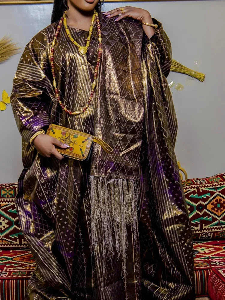African Print Dashiki Women's Soft Cotton Brocade Kaftan