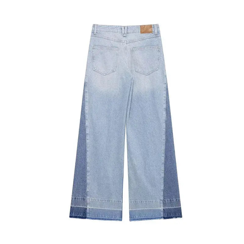 Model wearing high-waisted wide-leg jeans, perfect for casual outings or lounging in style.