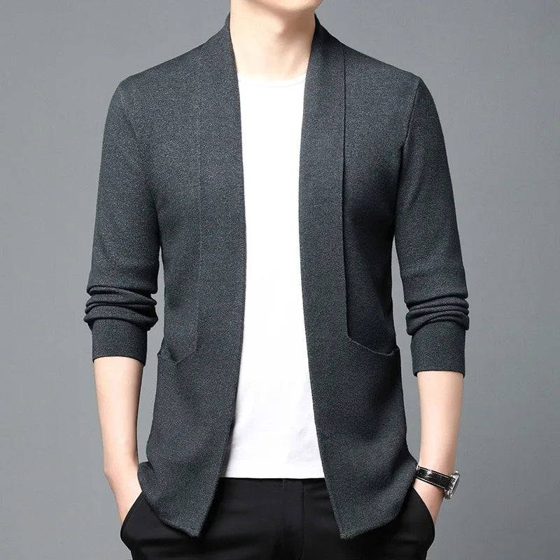 Close-up of the fabric texture, highlighting the softness and warmth of the sweater.